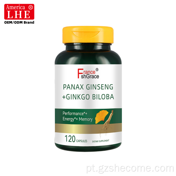 Extratos de plantas orgânicas Panax Ginseng + Ginkgo Biloba